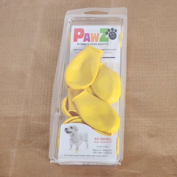 Protex Other - Protex Pawz Yellow Natural Rubber Reusable 12pk Waterproof Dog Boots Sz XX-Small